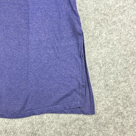 J Jill Linen Blend Tunic Top Womens M Purple Long Side Slits Knit Coastal Boho - Picture 4 of 13